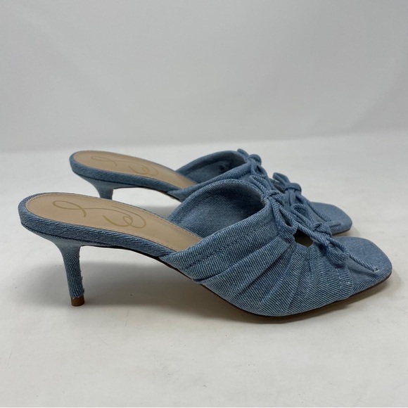 Sam Edelman Pia in Blue Denim Slip On Kitten Heel Sandals - NWT - Picture 7 of 13